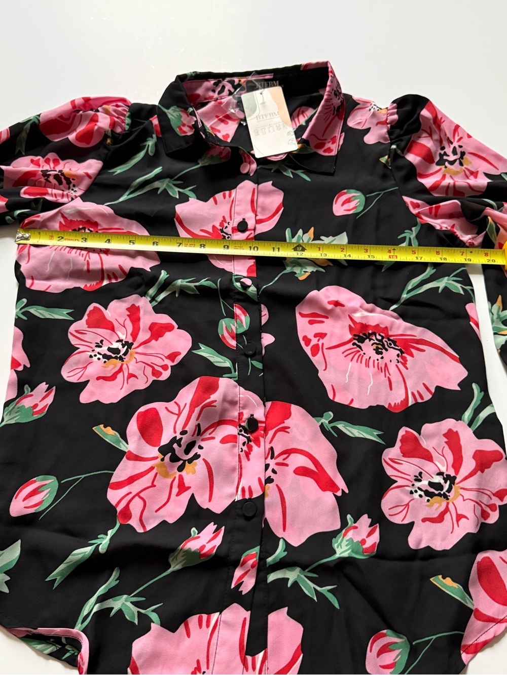 BTFBM Poppy print button down blouse S Small NWT - Picture 13 of 13